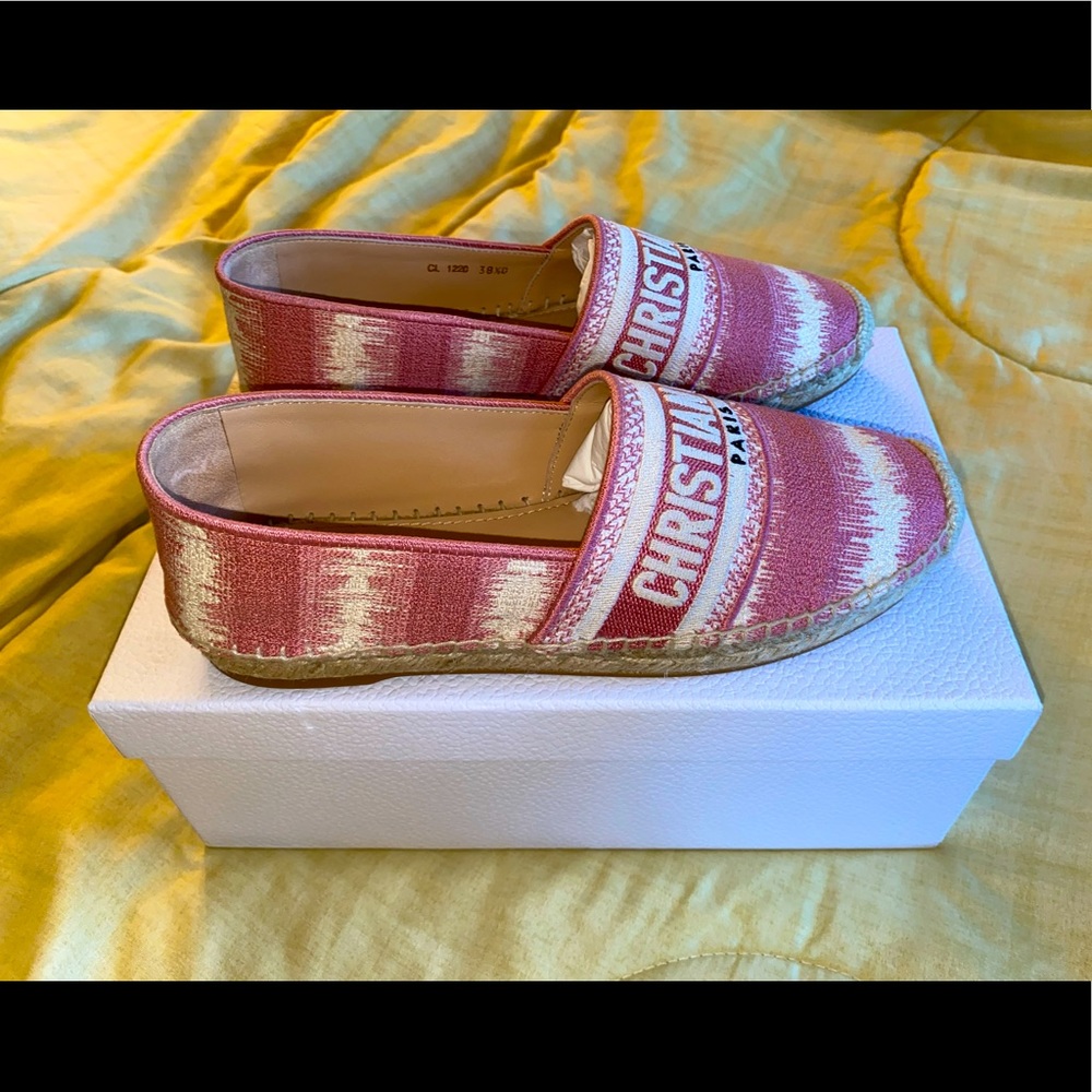 Pink Granville D-Stripes Logo Embroidered Flats